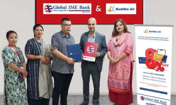 ग्लोबल आइएमई बैंकका ग्राहकलाई बुद्ध एयरमा ८ प्रतिशत छुट