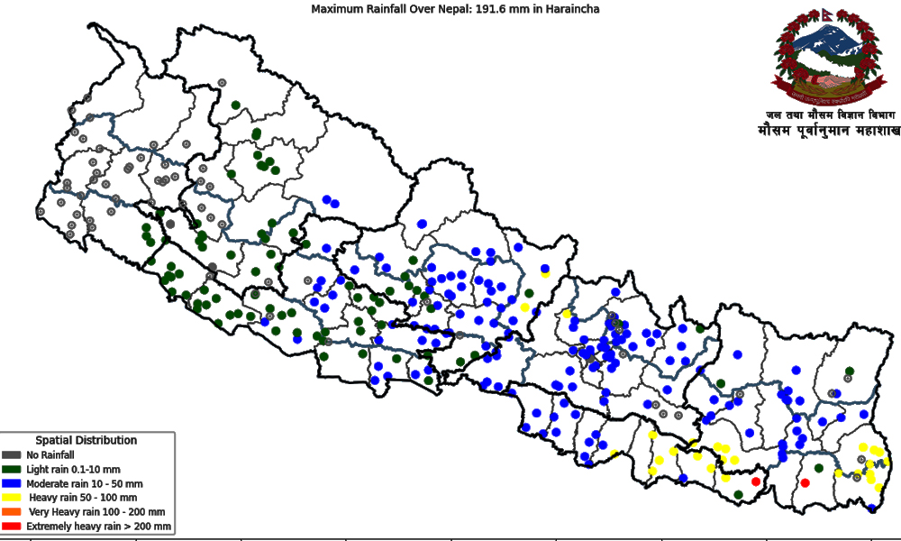 ‘मोन्था’को प्रभावले कहाँ-कहाँ भइरहेको छ वर्षा ?