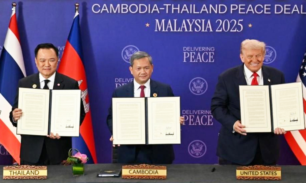 थाइल्यान्ड र कम्बोडियाबीच शान्ति सम्झौतामा हस्ताक्षर