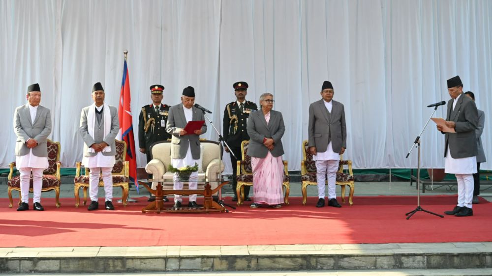 मन्त्रिपरिषद पुन: विस्तार, पूर्वरथी शर्माले लिए परराष्ट्रमन्त्रीको शपथ