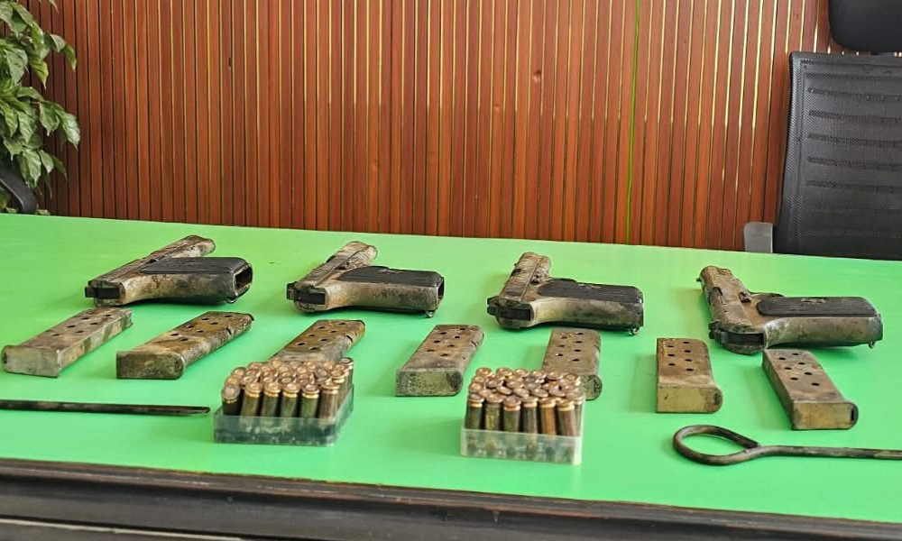 विष्णुमति खोला किनारमा ४ थान पेस्तोल र ५८ राउण्ड गोली फेला